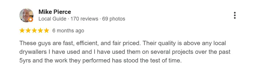 5-star Google review for drywall hole repair in Kansas City