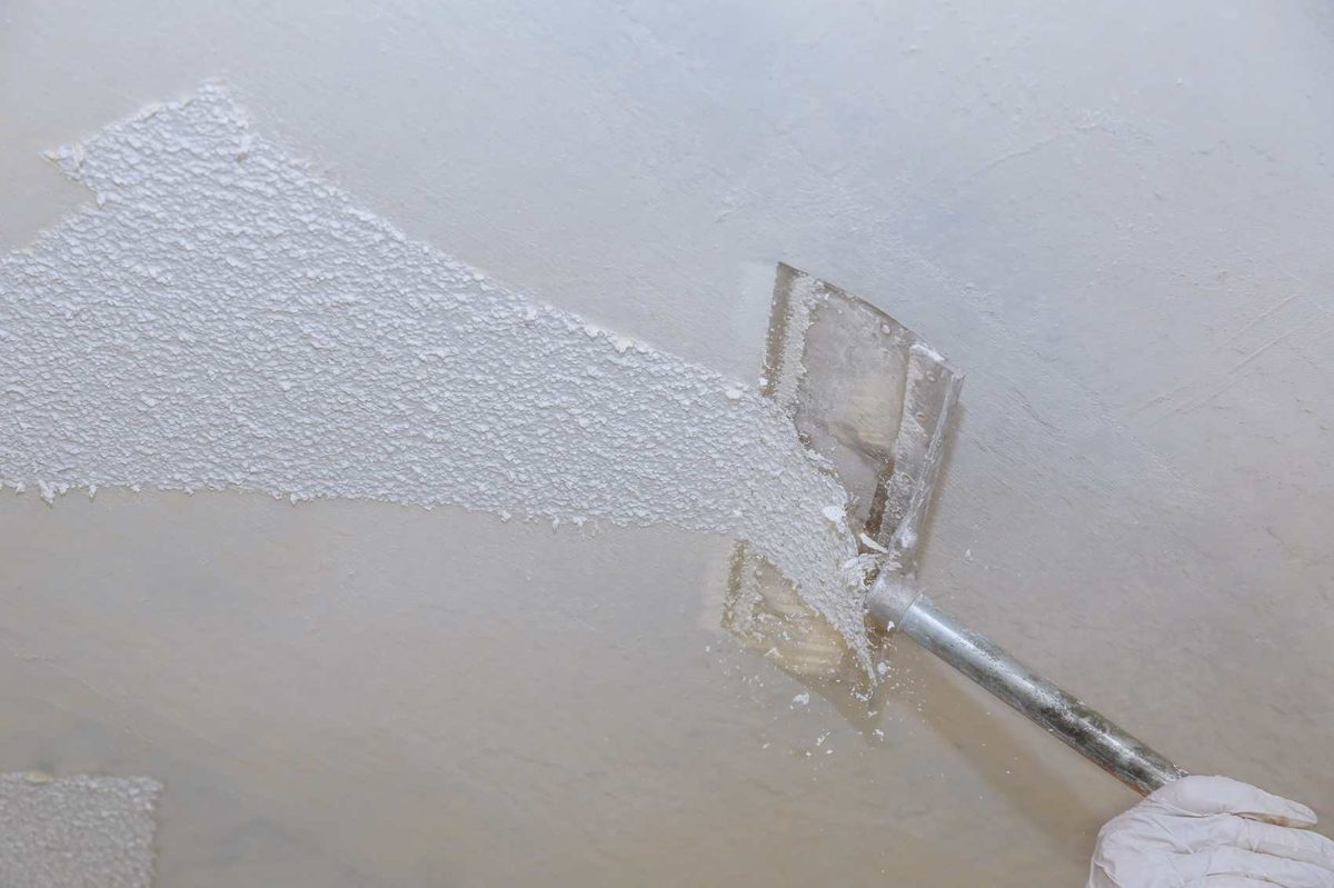 Popcorn ceiling removed and refinished in a Jackson County, MO home